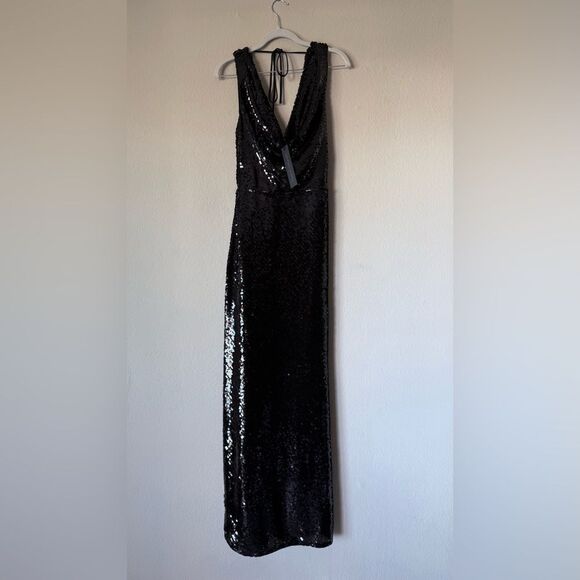 NWT House Of Harlow 1960 Viola Maxi Black Gown Dress Sequin Size XS - Picture 7 of 11